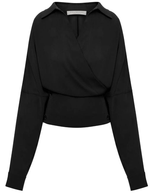 Philosophy Di Lorenzo Serafini Black V-Neck Blouse