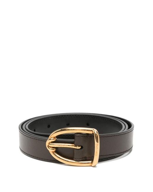 Tom Ford Black Ceinture À Logo Gravé for men