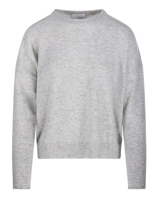 Allude Gray Round-Neck Sweater