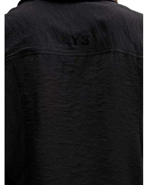 Y-3 Black Utility Logo-Print Crinkled Short-Sleeved Shirt