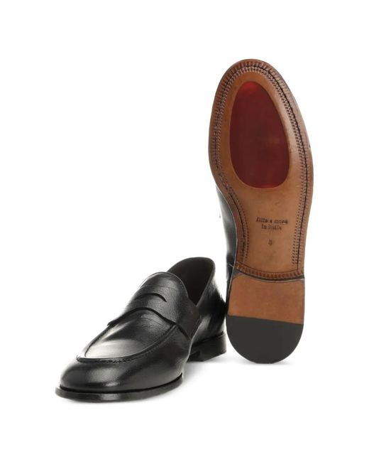 Al Duca D'aosta Black Athens Pebble-Grain Leather Loafers for men