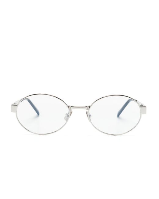 Saint Laurent Metallic Gravierte Brille mit ovalem Gestell
