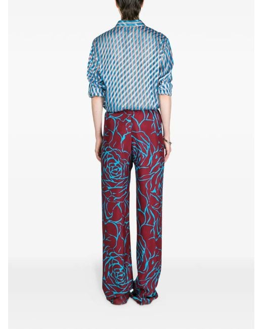 Dries Van Noten Red Floral Elasticated Trousers