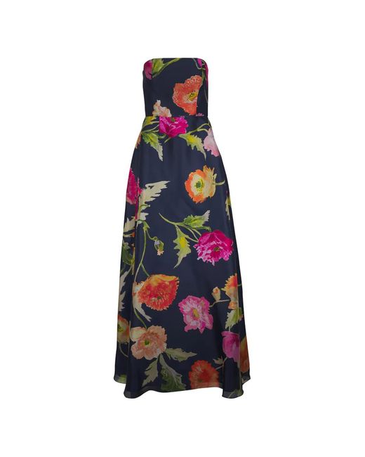 Carolina Herrera White Floral Strapless Maxi Dress