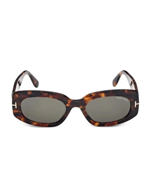 Tom Ford Brown Cielle Oval-Frame Sunglasses