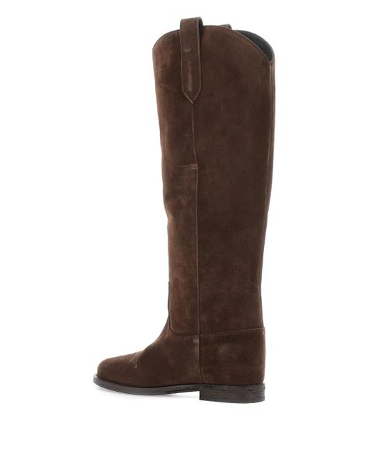 Bottines En Daim À Détails De Coutures Via Roma 15 en coloris Brown
