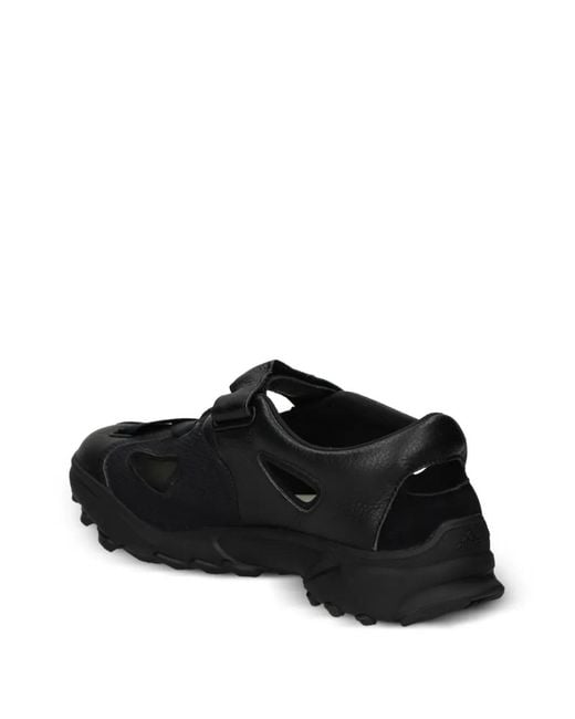 Y-3 Black Cut-Out Strap Sandals for men