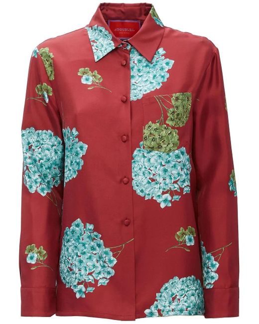 LaDoubleJ Red Boy Floral-Print Silk Shirt