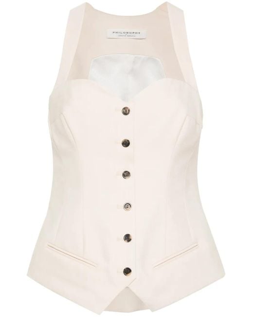 Philosophy Di Lorenzo Serafini White Sleeveless Sweetheart-Neck Top