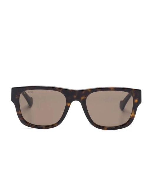 Gucci Gray Tortoiseshell-Effect Square-Frame Sunglasses for men