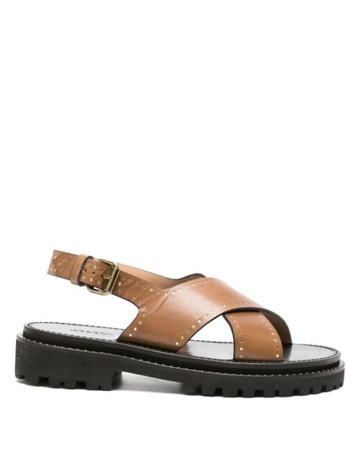 Isabel Marant Brown Baem Stud-detailed Leather Sandals