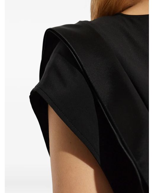Max Mara Black V-Neck Panel Blouse