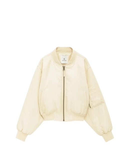 Anine Bing Natural Veste Bomber Leon À Coupe Crop