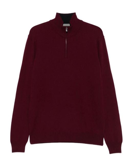 Corneliani Red High-Neck Half-Zip Jumper for men