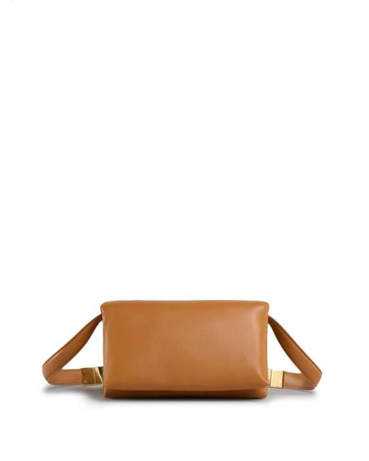 Marni Brown Small Prisma Leather Shoulder Bag