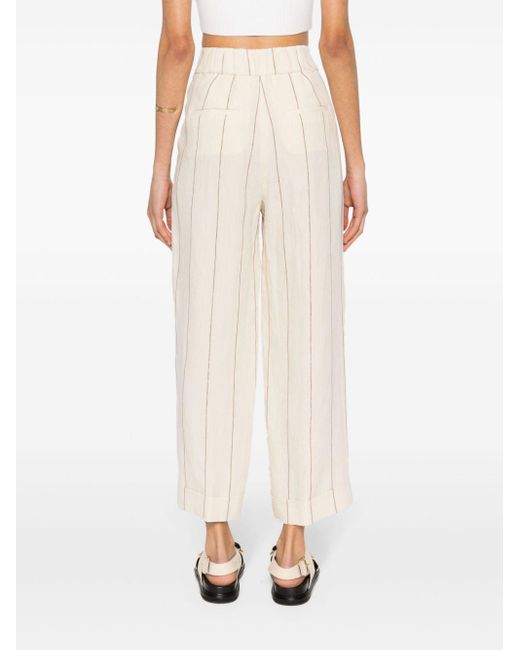 Peserico White Striped Wide-leg Trousers