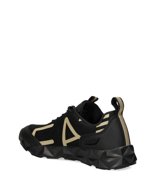 EA7 Black Logo-Print Sneakers for men