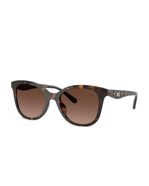 COACH Brown Logo-Plaque Sunglasses