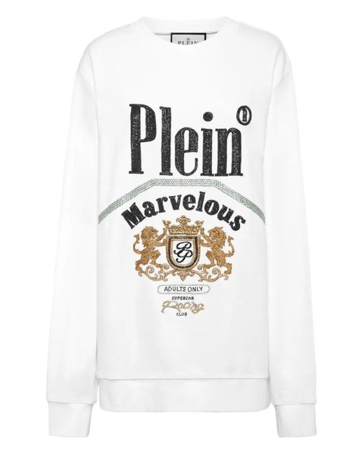 Philipp Plein White Sweatshirt Mit Logo-Verzierung