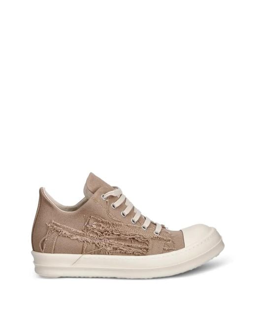 Rick Owens Brown Distressed-Effect Low-Top Sneakers