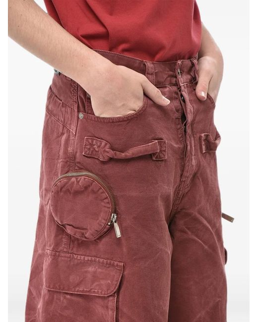 Off-White c/o Virgil Abloh Red Multi-Pocket Garment-Dyed Shorts for men