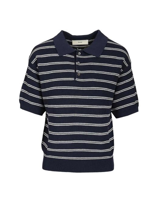 DUNST Blue Striped Short-Sleeve Knit Polo