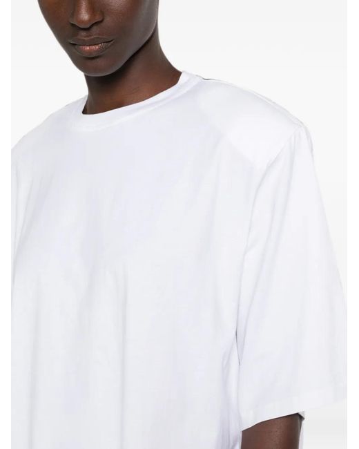 Frankie Shop White Anira Padded-Shoulder T-Shirt