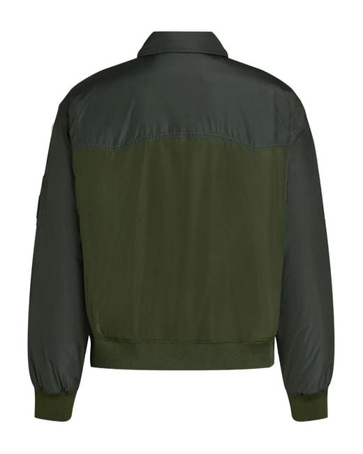 Karl Lagerfeld Green Minimalistic Giubbino Jacket With Stand Collar for men