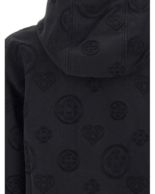 Casablanca Blue Monogram Zip-Up Hoodie for men