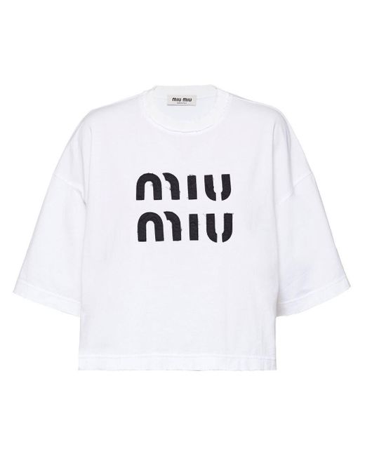 すずらん スパンコール クロップド Tシャツ miumiu | southbayplanning.com