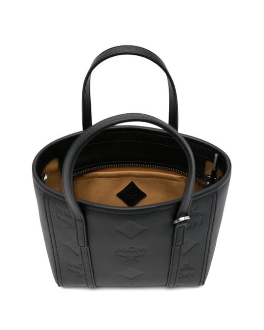 MCM Black Logo-Embossed Tote Bag