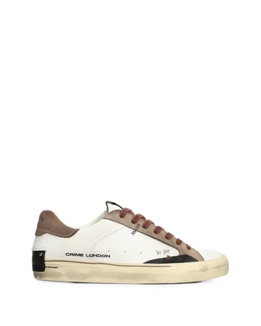 Crime London Natural Deconstructed Distressed-Effect Panelled Sneakers for men