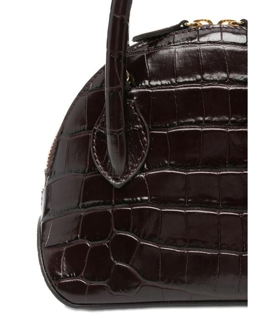 Liffner Black Dome Croc-Embossing Mini Bag