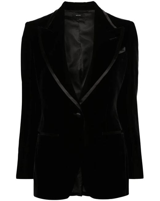 Tom Ford Black Single-breasted Velvet Blazer