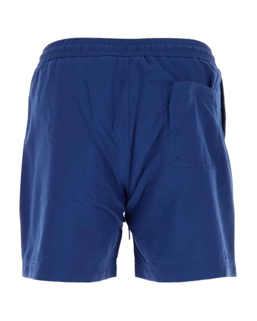 Carhartt Blue Embroidered-Logo Swim Shorts for men