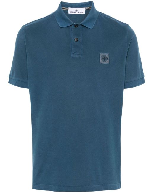 Stone Island Blue Polo Shirt With Logo for men