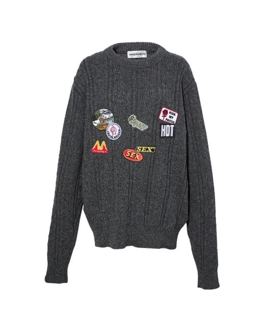 Carne Bollente Gray Love Affair Patchwork Cable-Knit Sweater