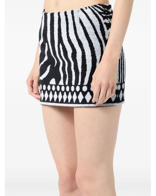 Blumarine Black Zebra-Print Mini Skirt