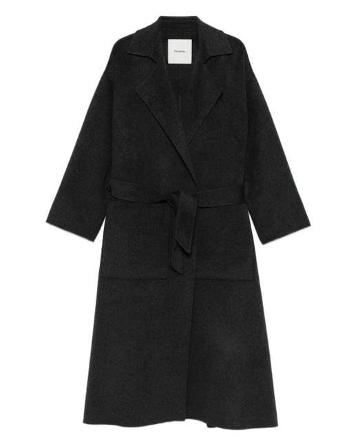 Nanushka Black Belted Wool Coat