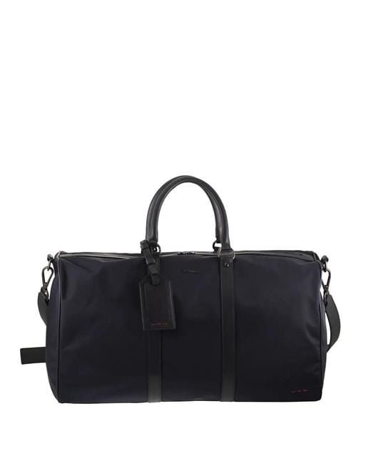 Kiton Black Leather-Trim Duffel Bag for men