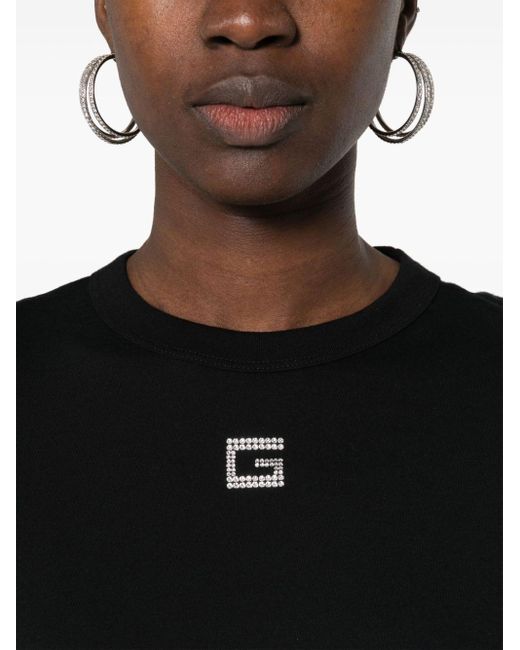Gucci Black Crystal-embellished Logo Cotton T-shirt