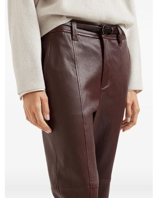 Brunello Cucinelli Purple Leather Flared Trousers
