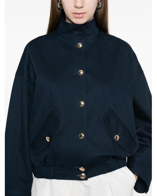 Maje Blue Cotton Bomber Jacket
