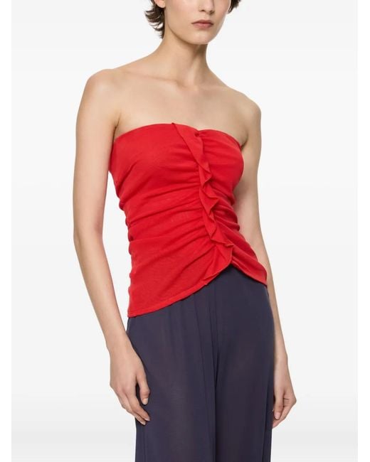 Paris Georgia Red Ruffled Strapless Top