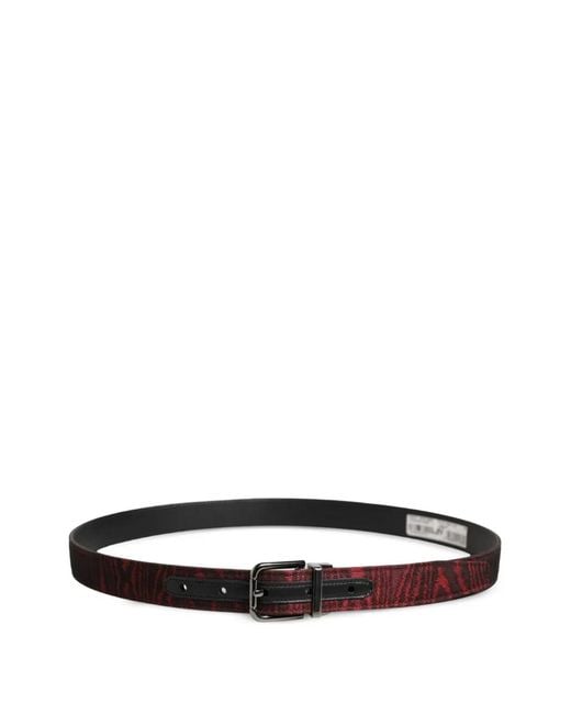 Dolce & Gabbana White Jacquard Metal-Buckle Belt for men