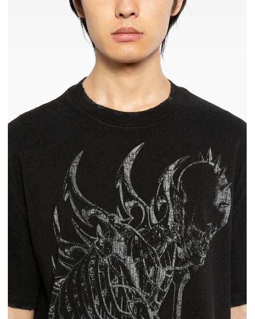 WARMAN Black Graphic Print T-shirt for men