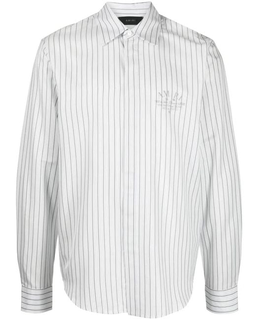 Amiri White Chemise Rayée À Logo Brodé for men