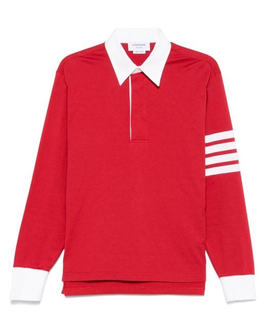 メンズ Thom Browne 4bar ストライプ ポロシャツ Red