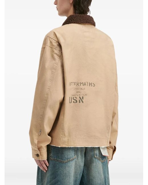 AFTERMATHS Natural Logo-Print Shirt Jacket for men