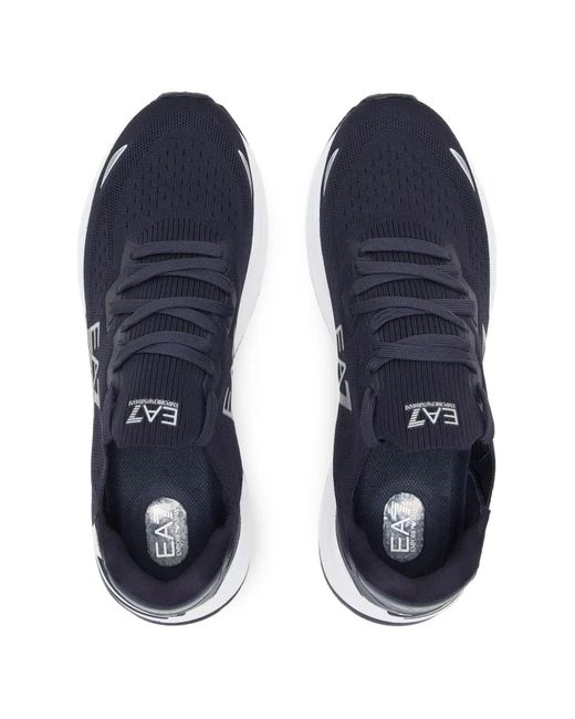 EA7 Blue Logo-Detail Sneakers for men